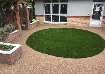 School in Scotland Aggre-Scape garden feature with lawn